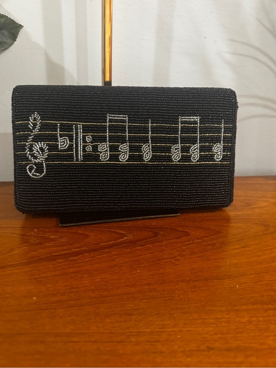 Other - Albert elovitz Black Beaded Music Note Clutch
